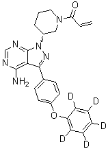 结构式 CAS# 1553977-17-5, 1-[(3R)-3-[4-氨基-3-[4-(苯氧基-2,3,4,5,6-d5)苯基]-1H-吡唑并[3,4-d]嘧啶-1-基]-1-哌啶基]-2-丙烯-1-酮