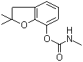 structure of CAS# 1563-66-2, Carbofuran;2,2-Dimethyl-2,2-dihydrobenzofuranyl-7-N-methylcarbamate; 2,2-Dimethyl-2,3-dihydrobenzofuranyl 7-methylcarbamate; 2,3-Dihydro-2,2-dimethyl-7-benzofuranol methylcarbamate; Methylcarbamic acid 2,2-dimethyl-2,3-dihydro-7-benzofuranyl ester; Bay 70143; Carbodan; Carbosip; Chinufur; Crisfuran; Curaterr; FMC 10242; Furacarb; Furadan; Kenofuran; Pillarfuran; Yalox; Yaltox