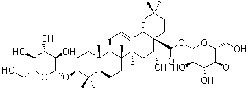 structure of CAS# 158511-59-2, Eclalbasaponin I;(3beta,16alpha)-3-(beta-D-Glucopyranosyloxy)-16-hydroxy-olean-12-en-28-oic acid beta-D-glucopyranosyl ester
