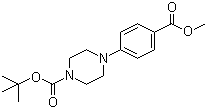 结构式 CAS# 158985-36-5, 1-Boc-4-(4-甲氧基甲酰苯基)哌嗪; 1-叔丁氧羰基-4-(4-甲氧基甲酰苯基)哌嗪; 4-[4-(甲氧基甲酰)苯基]四氢-1(2H)-吡嗪甲酸叔丁酯