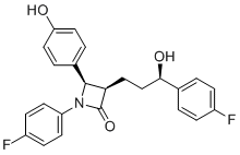 structure of CAS# 1593542-96-1, Ezetimibe (RRR)-Isomer;(3R,4R)-1-(4-Fluorophenyl)-3-((R)-3-(4-fluorophenyl)-3-hydroxypropyl)-4-(4-hydroxyphenyl)azetidin-2-one