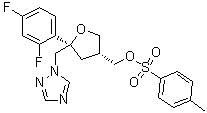 结构式 CAS# 159811-30-0, 1,4-脱水-2,3,5-三脱氧-4-C-(2,4-二氟苯基)-2-[[[(4-甲基苯基)磺酰基]氧基]甲基]-5-(1H-1,2,4-三唑-1-基)-D-赤式-戊糖醇
