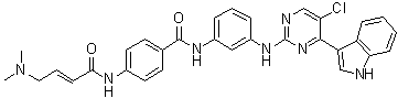 结构式 CAS# 1604810-83-4, N-[3-[[5-氯-4-(1H-吲哚-3-基)-2-嘧啶基]氨基]苯基]-4-[[(2E)-4-(二甲基氨基)-1-氧代-2-丁烯-1-基]氨基]苯甲酰胺