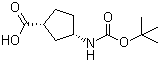结构式 CAS# 161660-94-2, (1R,3S)-N-叔丁氧羰基-3-氨基环戊烷-1-羧酸