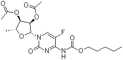 结构式 CAS# 162204-20-8, 5'-脱氧-5-氟-N-[(戊氧基)羰基]胞苷 2',3'-二乙酸酯