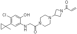 structure of CAS# 1629268-00-3, 1-[3-[4-[2-[[4-Chloro-2-hydroxy-5-(1-methylcyclopropyl)phenyl]amino]acetyl]-1-piperazinyl]-1-azetidinyl]-2-propen-1-one;ARS 853