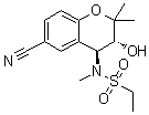 structure of CAS# 163163-23-3, rel-N-[(3R,4S)-6-Cyano-3,4-dihydro-3-hydroxy-2,2-dimethyl-2H-1-benzopyran-4-yl]-N-methylethanesulfonamide;Chromanol 293B
