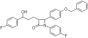 structure of CAS# 163222-32-0, (3R,4S)-1-(4-Fluorophenyl)-3-[(3S)-3-(4-fluorophenyl)-3-hydroxypropyl]-4-[4-(phenylmethoxy)phenyl]-2-azetidinone