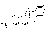 structure of CAS# 16331-96-7, 5-Methoxy-1,3,3-trimethyl-6'-nitrospiro[indoline-2,2'-[2H]chromene];5'-Methoxy-6-nitro-1',3',3'-trimethylspiro[2H-1-benzopyran-2,2'-indoline]; Chroma 88; Chroma Dye 88