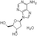 structure of CAS# 16373-93-6, 2'-Deoxyadenosine monohydrate;(2R,3S,5R)-5-(6-aminopurin-9-yl)-2-(hydroxymethyl)oxolan-3-ol;hydrate