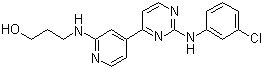 结构式 CAS# 164658-13-3, CGP 60474; 3-[[4-[2-[(3-氯苯基)氨基]-4-嘧啶基]-2-吡啶基]氨基]-1-丙醇
