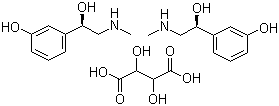 structure of CAS# 16589-24-5, Synephrine tartrate;1-(4-Hydroxyphenyl)-2-(methylamino)-ethanol tartrate; Bis[(+/-)-[2-hydroxy-2-(4- hydroxyphenyl)ethyl]methylammonium]-[R-(R*,R*)]-tartrate