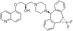 structure of CAS# 167354-41-8, Zosuquidar;(2R)-1-{4-[(1aR,6r,10bS)-1,1-Difluoro-1,1a,6,10b-tetrahydrodibenzo[a,e]cyclopropa[c]cyclohepten-6-yl]piperazin-1-yl}-3-(quinolin-5-yloxy)propan-2-ol