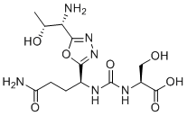 structure of CAS# 1673560-66-1, PD-1-IN-17;(2S)-2-[[(1S)-4-amino-1-[5-[(1S,2R)-1-amino-2-hydroxypropyl]-1,3,4-oxadiazol-2-yl]-4-oxobutyl]carbamoylamino]-3-hydroxypropanoic acid
