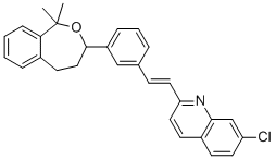 structure of CAS# 168214-67-3, Montelukast Ether Impurity;7-chloro-2-[(E)-2-[3-(1,1-dimethyl-4,5-dihydro-3H-2-benzoxepin-3-yl)phenyl]ethenyl]quinoline