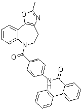 结构式 CAS# 168626-93-5, N-[4-[(4,5-二氢-2-甲基-6H-恶唑并[4,5-d][1]苯并氮杂卓-6-基)羰基]苯基][1,1'-联苯]-2-甲酰胺