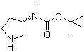 结构式 CAS# 169750-01-0, (S)-甲基(吡咯烷-3-基)氨基甲酸叔丁酯