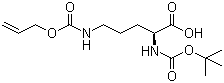 结构式 CAS# 171820-74-9, N-叔丁氧羰基-N'-[(烯丙氧基)羰基]-L-鸟氨酸