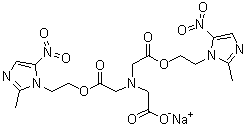 structure of CAS# 173357-17-0, Sodium glycididazole;N,N-Bis[2-[2-(2-methyl-5-nitro-1H-imidazol-1-yl)ethoxy]-2-oxoethyl]glycine sodium salt; SGDD