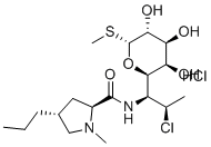 structure of CAS# 17431-55-9, 7-Epiclindamycin hydrochloride;(2S,4R)-N-[(1S,2R)-2-chloro-1-[(2R,3R,4S,5R,6R)-3,4,5-trihydroxy-6-methylsulfanyloxan-2-yl]propyl]-1-methyl-4-propylpyrrolidine-2-carboxamide;hydrochloride