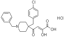 4-[4-[(4-Chlorophenyl)methyl]-1-(phenylmethyl)-4-piperidinyl]-2-hydroxy-4-oxo-2-butenoic acid hydrochloride molecular structure (CAS 174605-64-2)