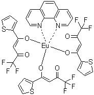 structure of CAS# 17904-86-8, (1,10-Phenanthroline)tris(2-thenoyltrifluoroacetonato)europium;(1,10-Phenanthroline)tris(4,4,4-trifluoro-1-(2-thienyl)-1,3-butanedionato)europium