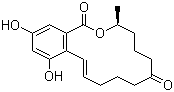 structure of CAS# 17924-92-4, Zearalenone;[S-(E)]-3,4,5,6,9,10-Hexahydro-14,16-dihydroxy-3-methyl-1H-2-benzoxacyclotetradecin-1,7(8H)-dione