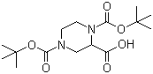 1,4-Bis(N-Boc)piperazine-2-carboxylic acid molecular structure (CAS 181955-79-3)
