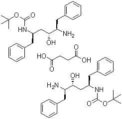 structure of CAS# 183388-64-9, (2S,3S,5S)-5-tert-Butyloxycarbonylamino-2-amino-3-hydroxy-1,6-diphenylhexane succinate;BDH succinate salt