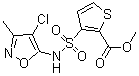 structure of CAS# 184644-72-2, 3-[[(4-Chloro-3-methyl-5-isoxazolyl)amino]sulfonyl]-2-thiophenecarboxylic acid methyl ester