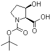 structure of CAS# 186132-96-7, (2S,3R)-3-Hydroxy-1,2-pyrrolidinedicarboxylic acid 1-(1,1-dimethylethyl) ester