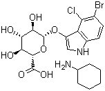 结构式 CAS# 18656-96-7, 5-溴-4-氯-3-吲哚基-beta-D-葡糖苷酸环己胺盐