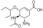 structure of CAS# 187227-45-8, Oseltamivir acid;(3R,4R,5S)-4-(Acetylamino)-5-amino-3-(1-ethylpropoxy)-1-cyclohexene-1-carboxylic acid; GS 4071; Ro 64-0802