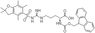 结构式 CAS# 187618-60-6, N'-[(2,3-二氢-2,2,4,6,7-五甲基苯并呋喃-5-基)磺酰基]-N-芴甲氧羰基-D-精氨酸