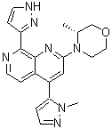 结构式 CAS# 1876467-74-1, 2-[(3R)-3-甲基-4-吗啉基]-4-(1-甲基-1H-吡唑-5-基)-8-(1H-吡唑-3-基)-1,7-萘啶
