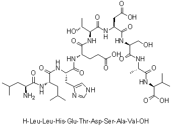 L-Leucyl-L-leucyl-L-histidyl-L-alpha-glutamyl-L-threonyl-L-alpha-aspartyl-L-seryl-L-alanyl-L-valine molecular structure (CAS 187968-03-2)