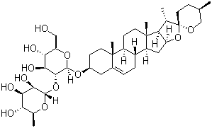 structure of CAS# 19057-67-1, Prosapogenin A;(3beta,25R)-Spirost-5-en-3-yl 2-O-(6-deoxy-alpha-L-mannopyranosyl)-beta-D-glucopyranoside; Progenin III; Polyphyllin V; Prosapogenin D'1; Saponin Ta