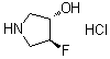 结构式 CAS# 1909293-52-2, (3S,4S)-4-氟-3-吡咯烷醇盐酸盐