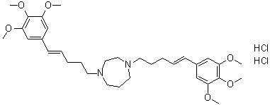 结构式 CAS# 191089-60-8, (E,E)-六氢-1,4-二[5-(3,4,5-三甲氧基苯基)-4-戊烯基]-1H-1,4-二氮杂卓二盐酸盐