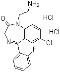 二去乙基氟西泮二盐酸盐分子结构 (CAS 19603-97-5)