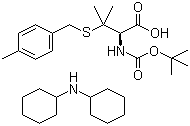 structure of CAS# 198474-61-2, N-tert-Butyloxycarbonyl-S-(4-methylbenzyl)-D-penicillamine dicyclohexylamine;N-tert-Butyloxycarbonyl-3-[[(4-methylphenyl)methyl]thio]-L-valine N-cyclohexylcyclohexanamine (1:1); Boc-Pen(pMeBzl)-OH.DCHA