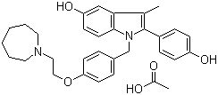 structure of CAS# 198481-33-3, Bazedoxifene acetate;1-((4-(2-(Hexahydro-1H-azepin-1-yl)ethoxy)phenyl)methyl)-2-(4-hydroxyphenyl)-3-methyl-1H-indol-5-ol monoacetate