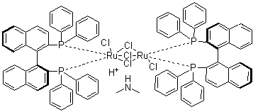 结构式 CAS# 199541-17-8, 三(mu-氯)双[(S)-(-)-2,2'-双(二苯基膦)-1,1'-联萘]二氯化二钌二甲基铵盐