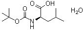 结构式 CAS# 200937-17-3, N-[叔丁氧羰基]-D-亮氨酸一水合物