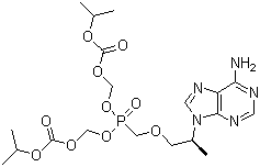 structure of CAS# 201341-05-1, Tenofovir disoproxil;9-((R)-2-((Bis(((isopropoxycarbonyl)oxy)methoxy)phosphinyl)methoxy)propyl)adenine