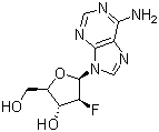结构式 CAS# 20227-41-2, 9-(2-脱氧-2-氟-beta-D-阿拉伯呋喃基)腺嘌呤