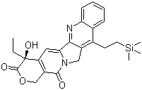 结构式 CAS# 203923-89-1, Karenitecin; (4S)-4-乙基-4-羟基-11-(2-三甲基硅基)乙基)-1H-吡喃并[3',4':6,7]中氮茚并[1,2-b]喹啉-3,14(4H,12H)-二酮