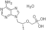 structure of CAS# 206184-49-8, Tenofovir monohydrate;[[(1R)-2-(6-Amino-9H-purin-9-yl)-1-methylethoxy]methyl]phosphonic acid monohydrate