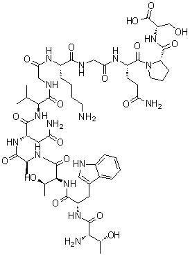 L-苏氨酰-L-色氨酰-L-苏氨酰-L-丙氨酰-L-天冬氨酰胺酰-L-缬氨酰甘氨酰-L-赖氨酰甘氨酰-L-谷氨酰胺酰-L-脯氨酰-L-丝氨酸分子结构 (CAS 207553-42-2)