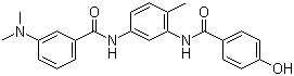 结构式 CAS# 208260-29-1, ZM 336372; 3-(二甲基氨基)-N-[3-[(4-羟基苯甲酰基)氨基]-4-甲基苯基]苯甲酰胺